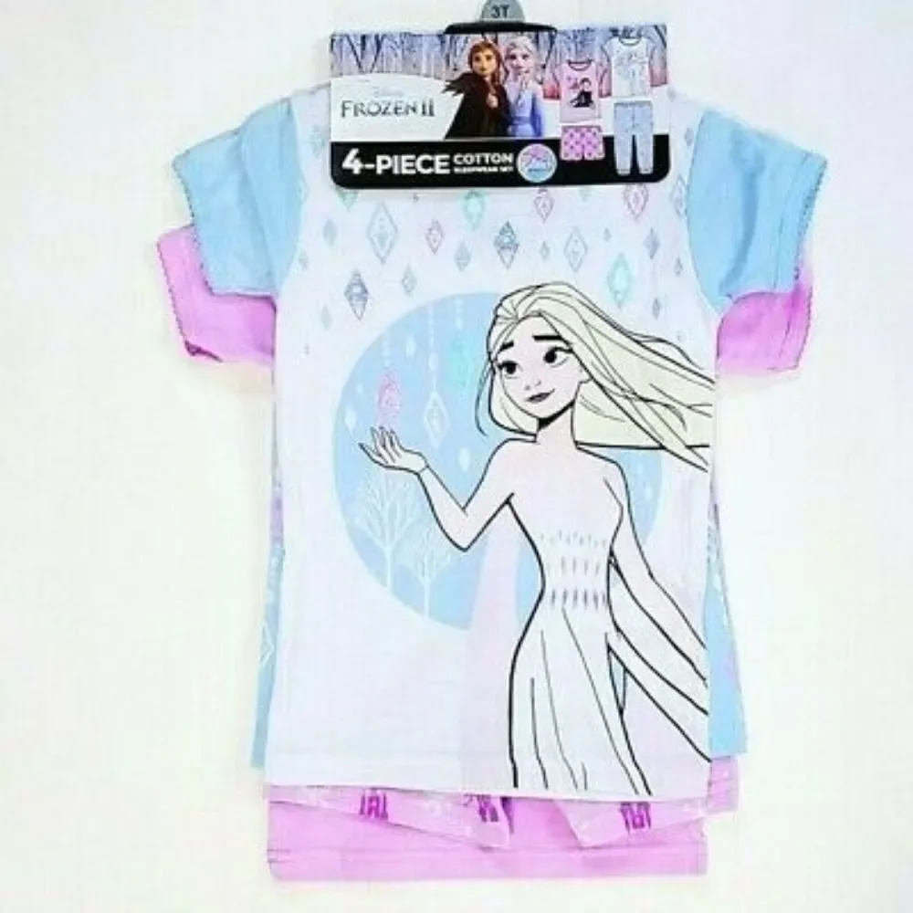 DISNEY Frozen II Anna & Elsa 4-Piece Cotton Pajama Set
